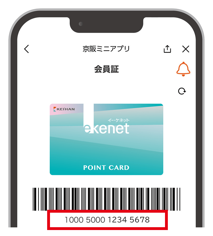 e-kenetモバイルカード会員番号